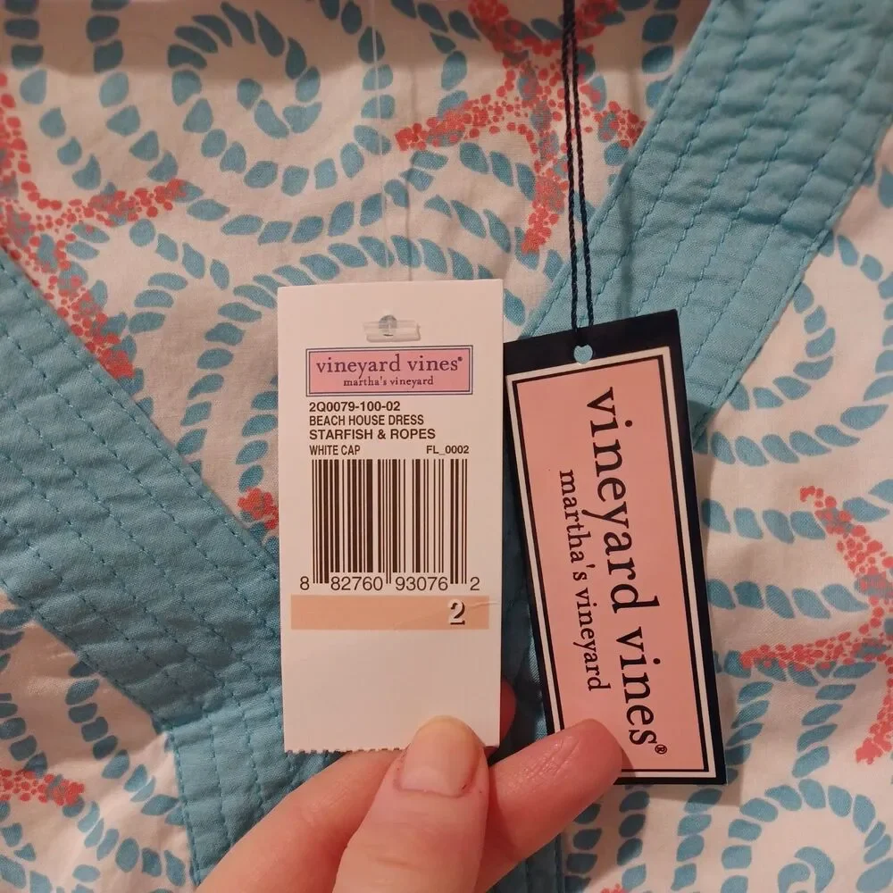 NWT Vineyard Vines Dress Blue Beach House Starfish Swim Cover Size 2 Resort Fun